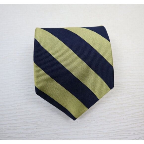 SAVILLE ROW - MEN'S 100% SILK BLUE & GOLD STRIPED TIE - Picture 1 of 6